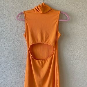 Orange chest cut out mini dress